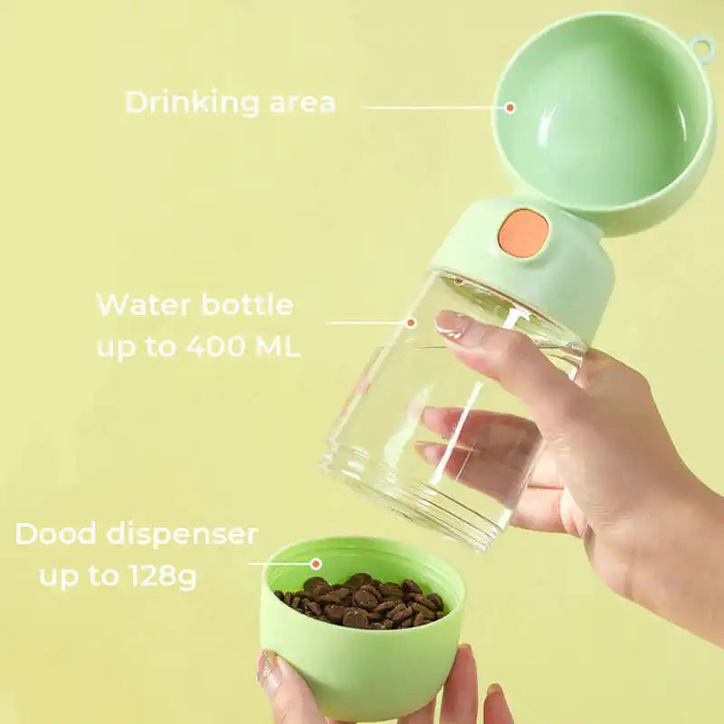 2 in 1 Portable Outdoor Dog Water Bottle 400ml